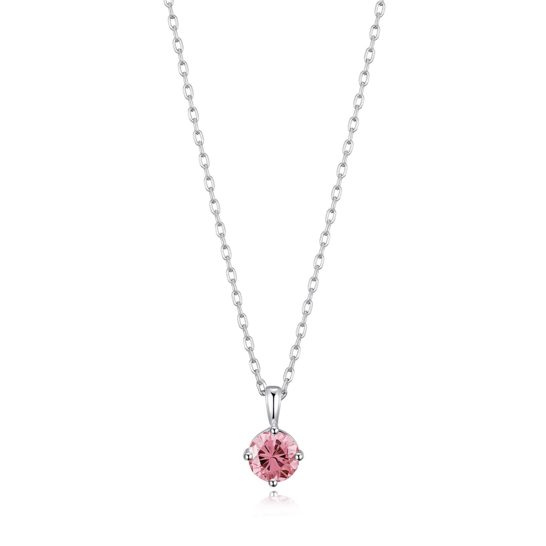 Sterling Silver Pink Necklace Created with Zircondia® Crystals - Philip Jones Jewellery
