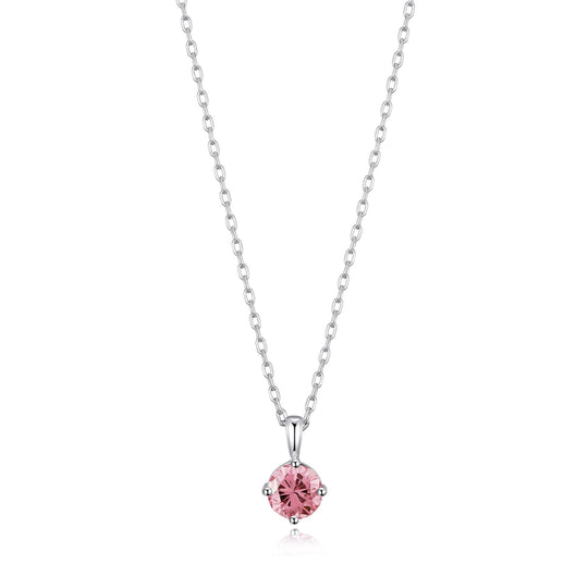 Sterling Silver Pink Necklace Created with Zircondia® Crystals - Philip Jones Jewellery