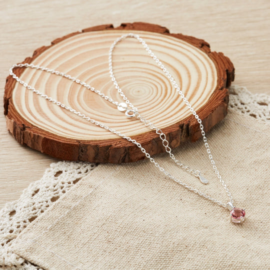 Sterling Silver Pink Necklace Created with Zircondia® Crystals - Philip Jones Jewellery