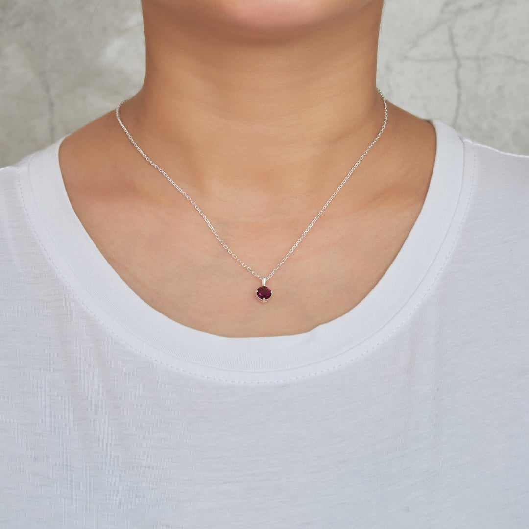 Sterling Silver Purple Necklace Created with Zircondia® Crystals - Philip Jones Jewellery