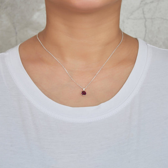 Sterling Silver Purple Necklace Created with Zircondia® Crystals - Philip Jones Jewellery