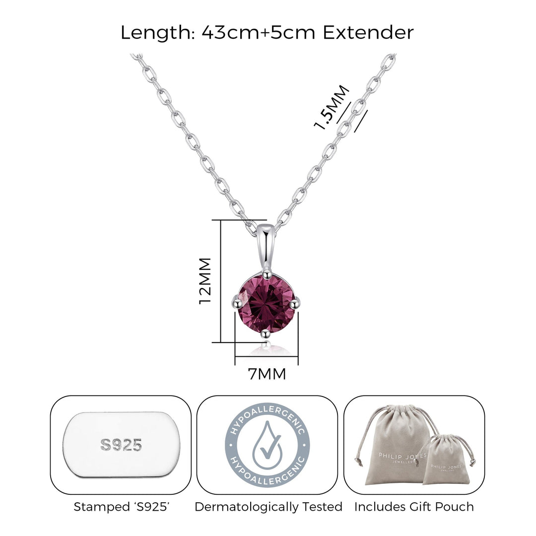Sterling Silver Purple Necklace Created with Zircondia® Crystals - Philip Jones Jewellery