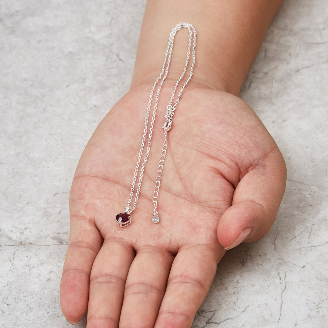 Sterling Silver Purple Necklace Created with Zircondia® Crystals - Philip Jones Jewellery