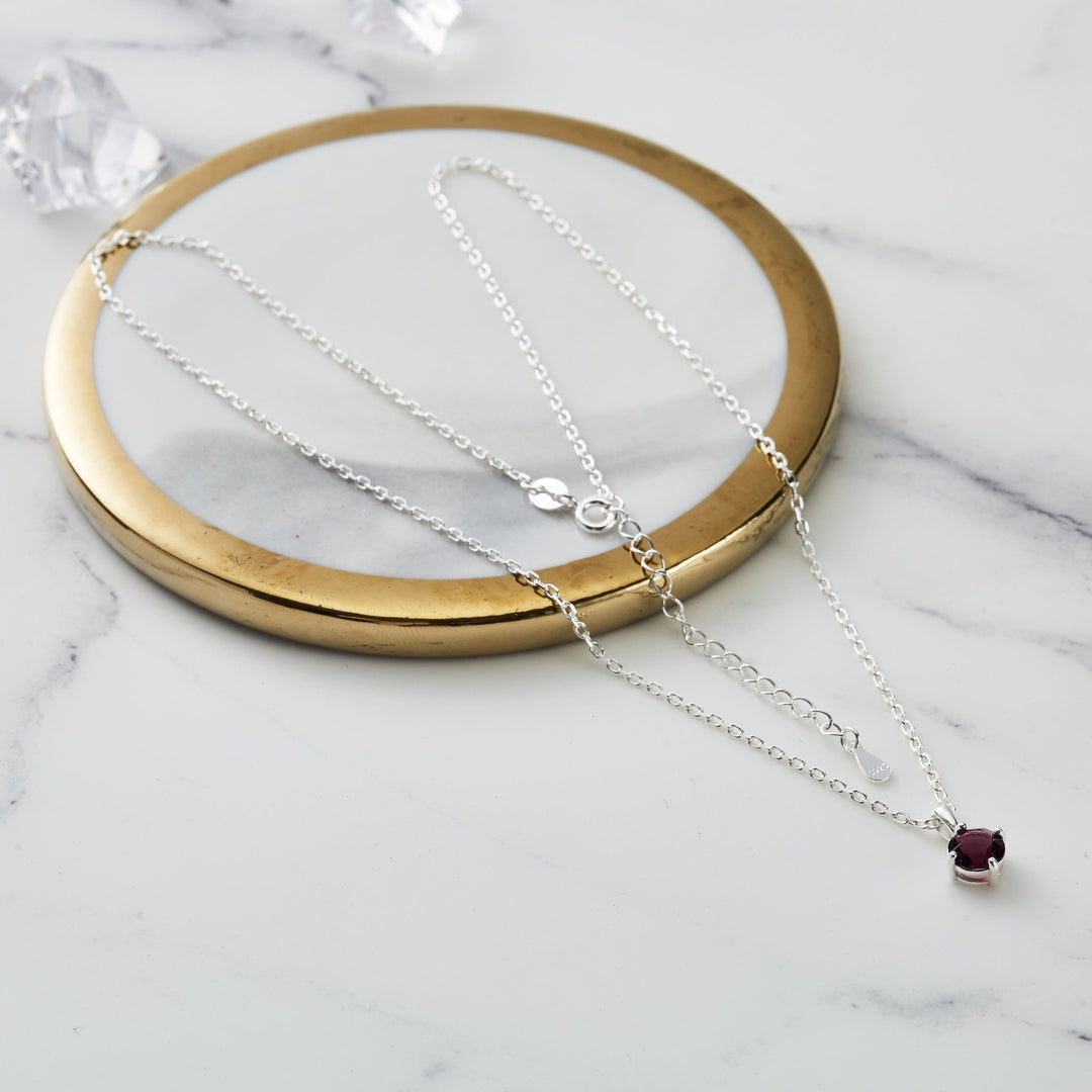 Sterling Silver Purple Necklace Created with Zircondia® Crystals - Philip Jones Jewellery