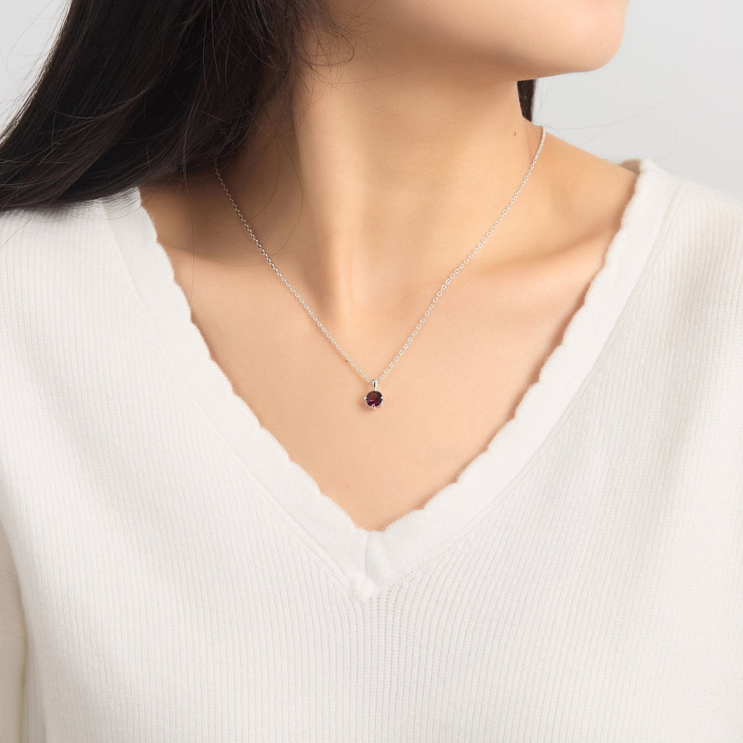 Sterling Silver Purple Necklace Created with Zircondia® Crystals - Philip Jones Jewellery