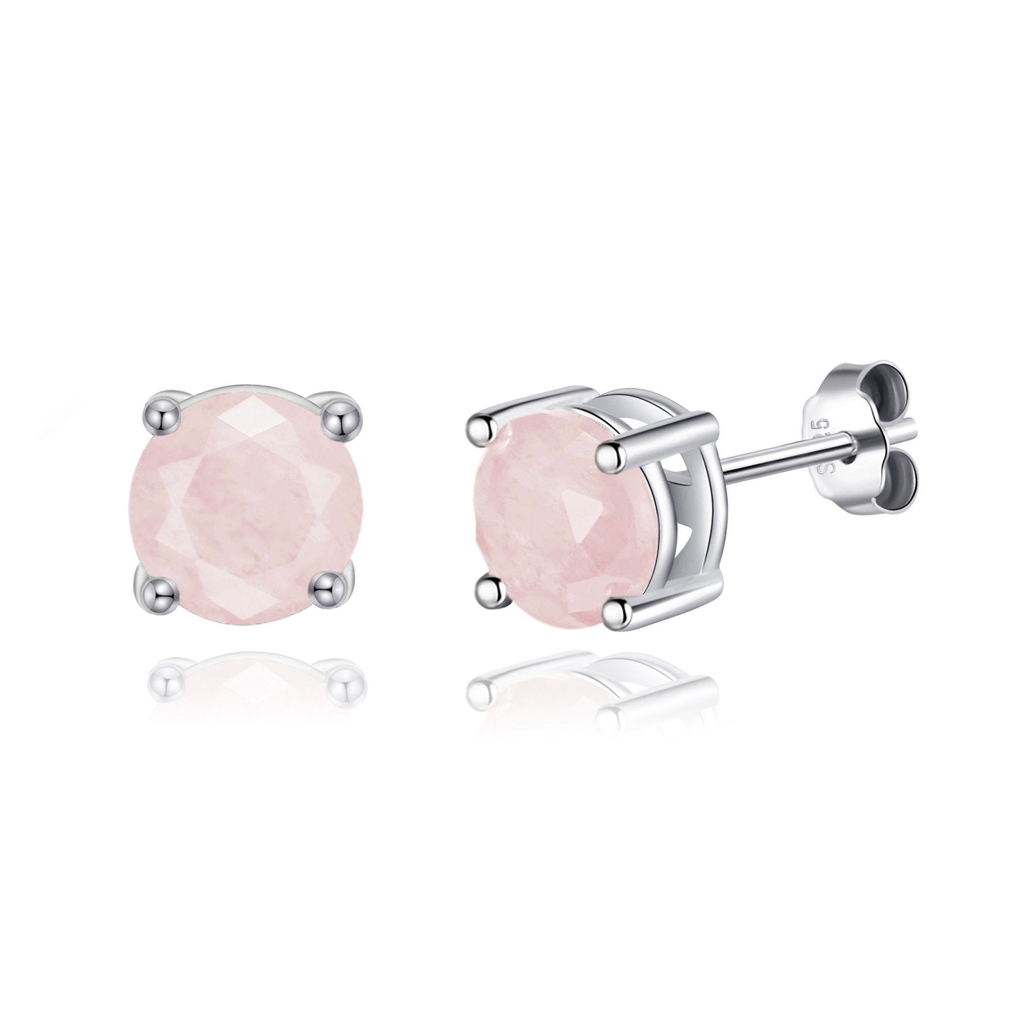 Sterling Silver Rose Quartz Gemstone Earrings - Philip Jones Jewellery