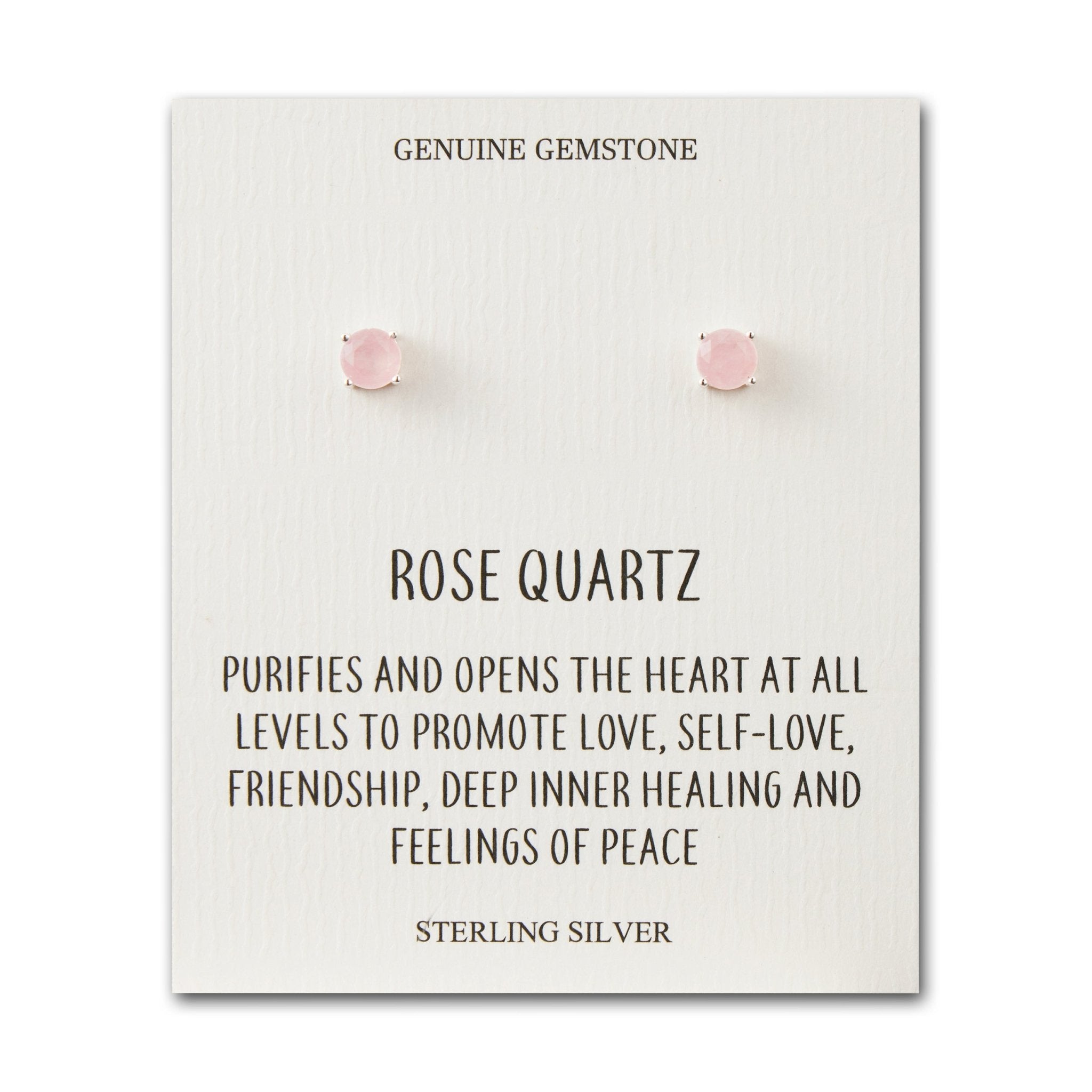 Sterling Silver Rose Quartz Gemstone Earrings with Quote Card - Philip Jones Jewellery