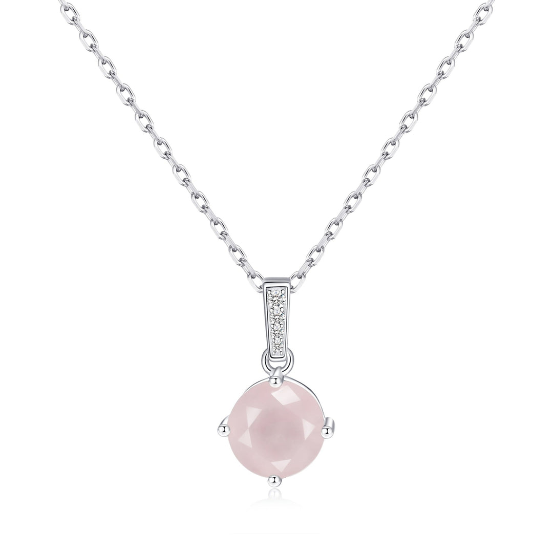 Sterling Silver Rose Quartz Gemstone Necklace - Philip Jones Jewellery