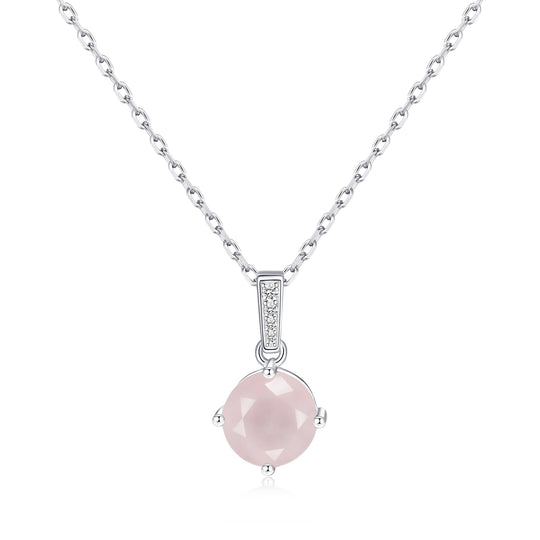Sterling Silver Rose Quartz Gemstone Necklace - Philip Jones Jewellery