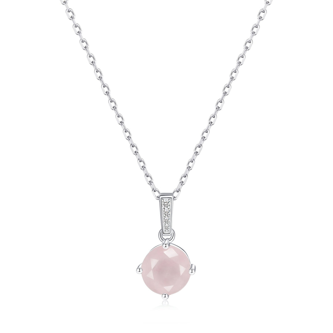 Sterling Silver Rose Quartz Gemstone Necklace - Philip Jones Jewellery