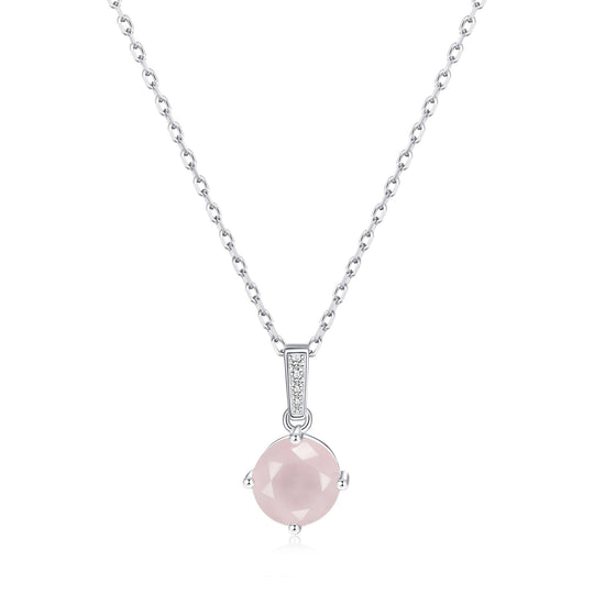 Sterling Silver Rose Quartz Gemstone Necklace - Philip Jones Jewellery