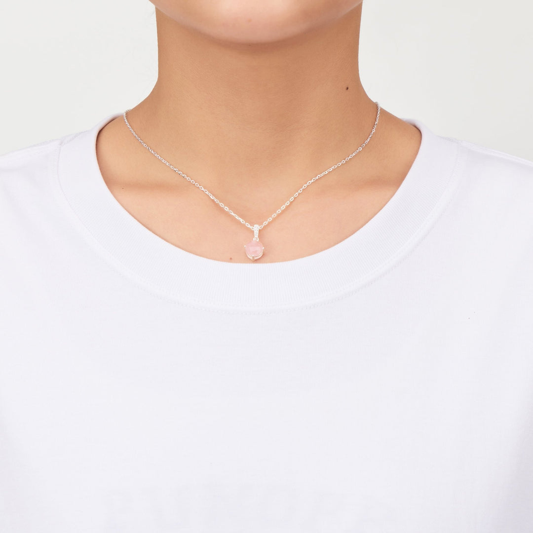 Sterling Silver Rose Quartz Gemstone Necklace - Philip Jones Jewellery