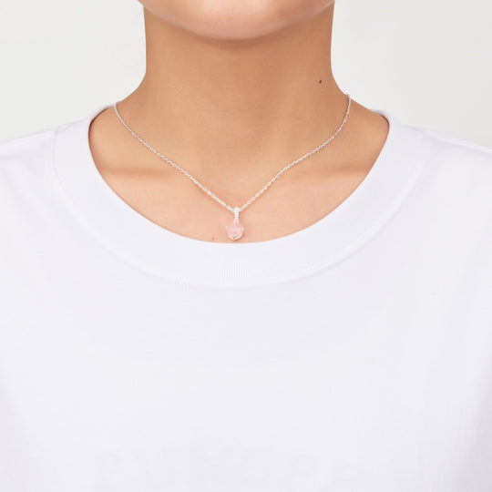 Sterling Silver Rose Quartz Gemstone Necklace - Philip Jones Jewellery