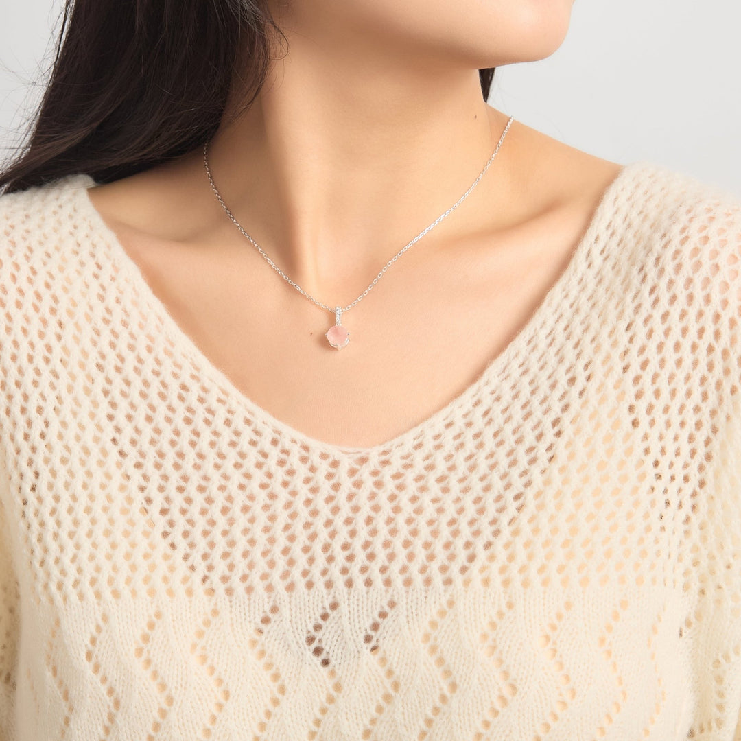 Sterling Silver Rose Quartz Gemstone Necklace - Philip Jones Jewellery