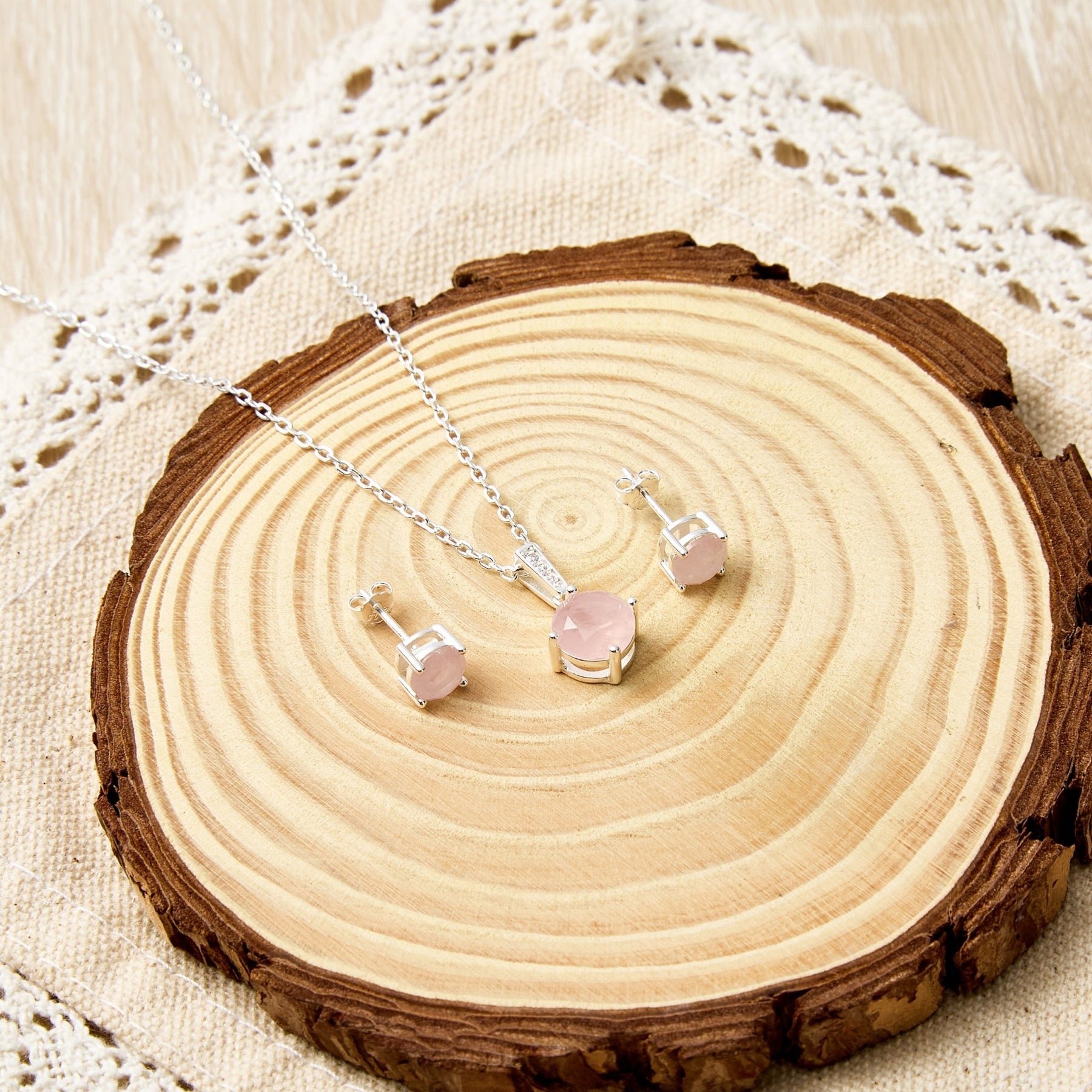 Philip Jones Jewellery Sets Collection - upto 50% off 5 sterling silver rose quartz gemstone set 369169