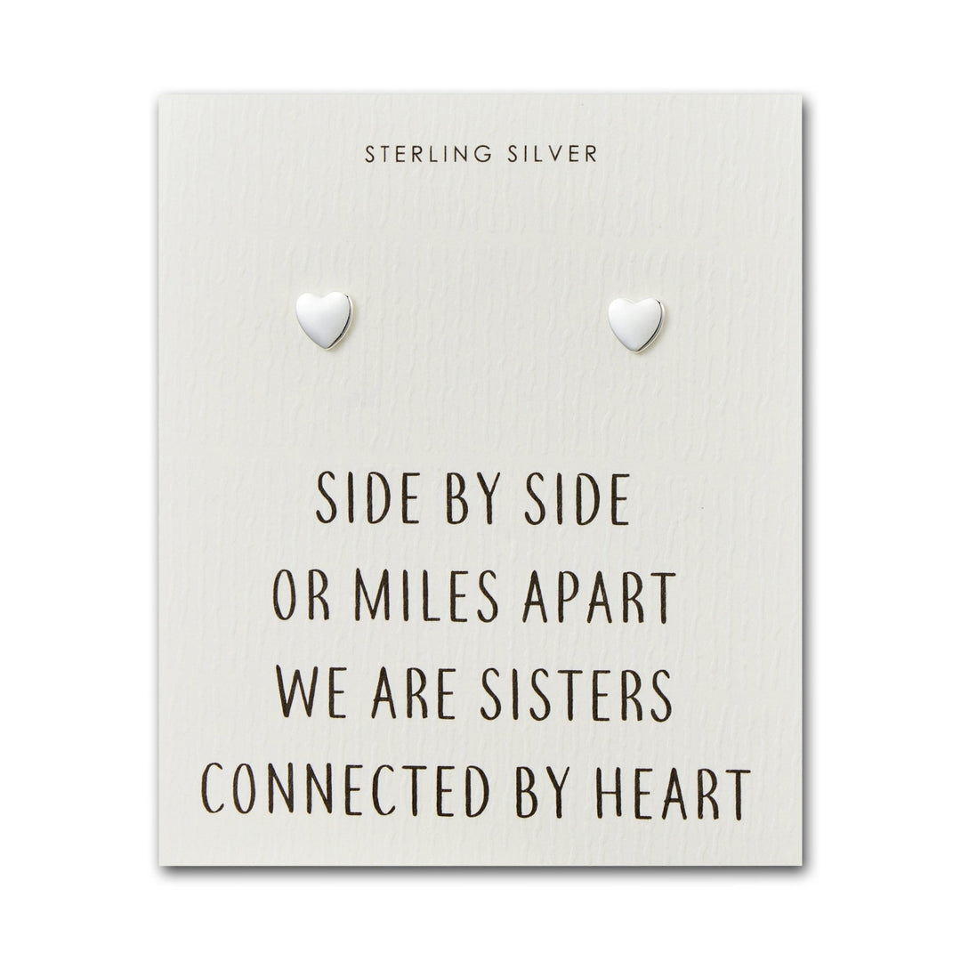 Sterling Silver Sister Heart Earrings with Quote Card - Philip Jones Jewellery