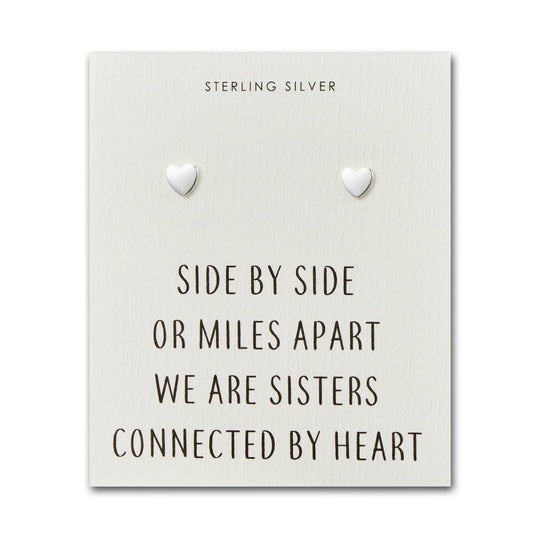 Sterling Silver Sister Heart Earrings with Quote Card - Philip Jones Jewellery