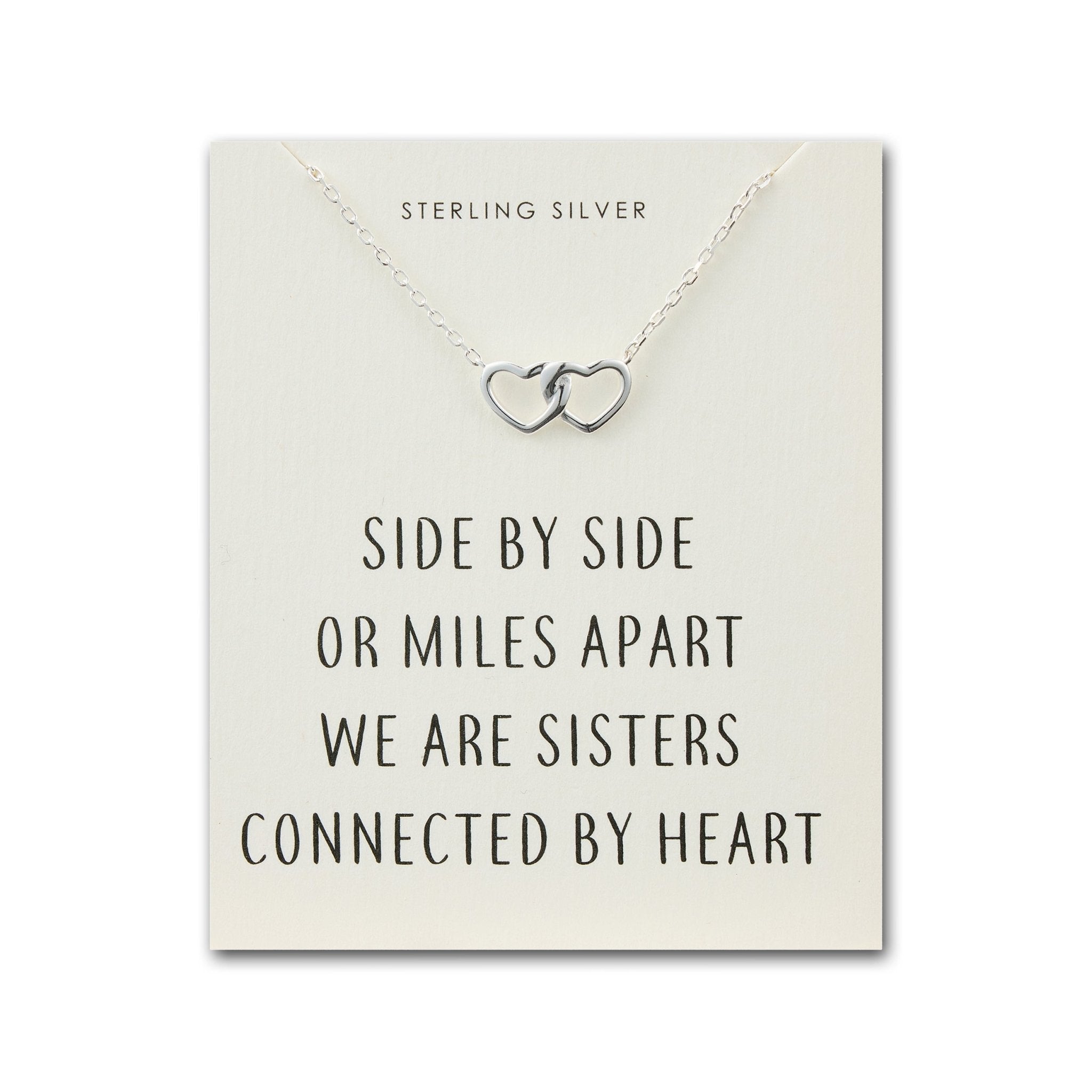 Sterling Silver Sister Heart Link Necklace with Quote Card - Philip Jones Jewellery