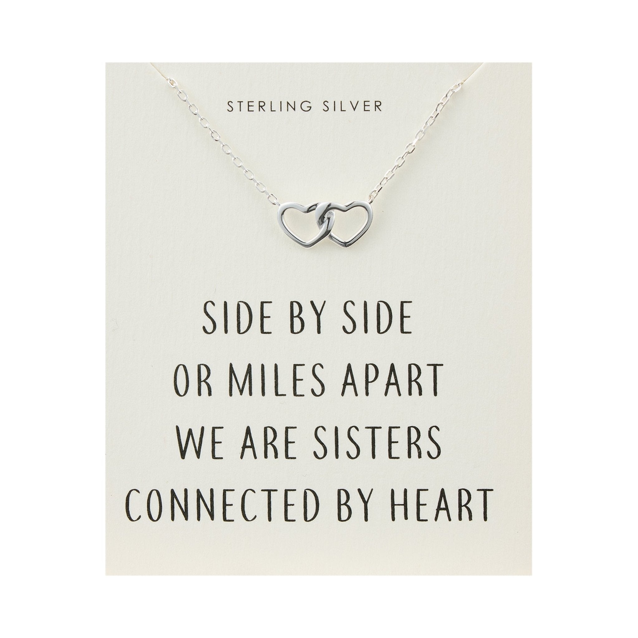 Sterling Silver Sister Heart Link Necklace with Quote Card - Philip Jones Jewellery