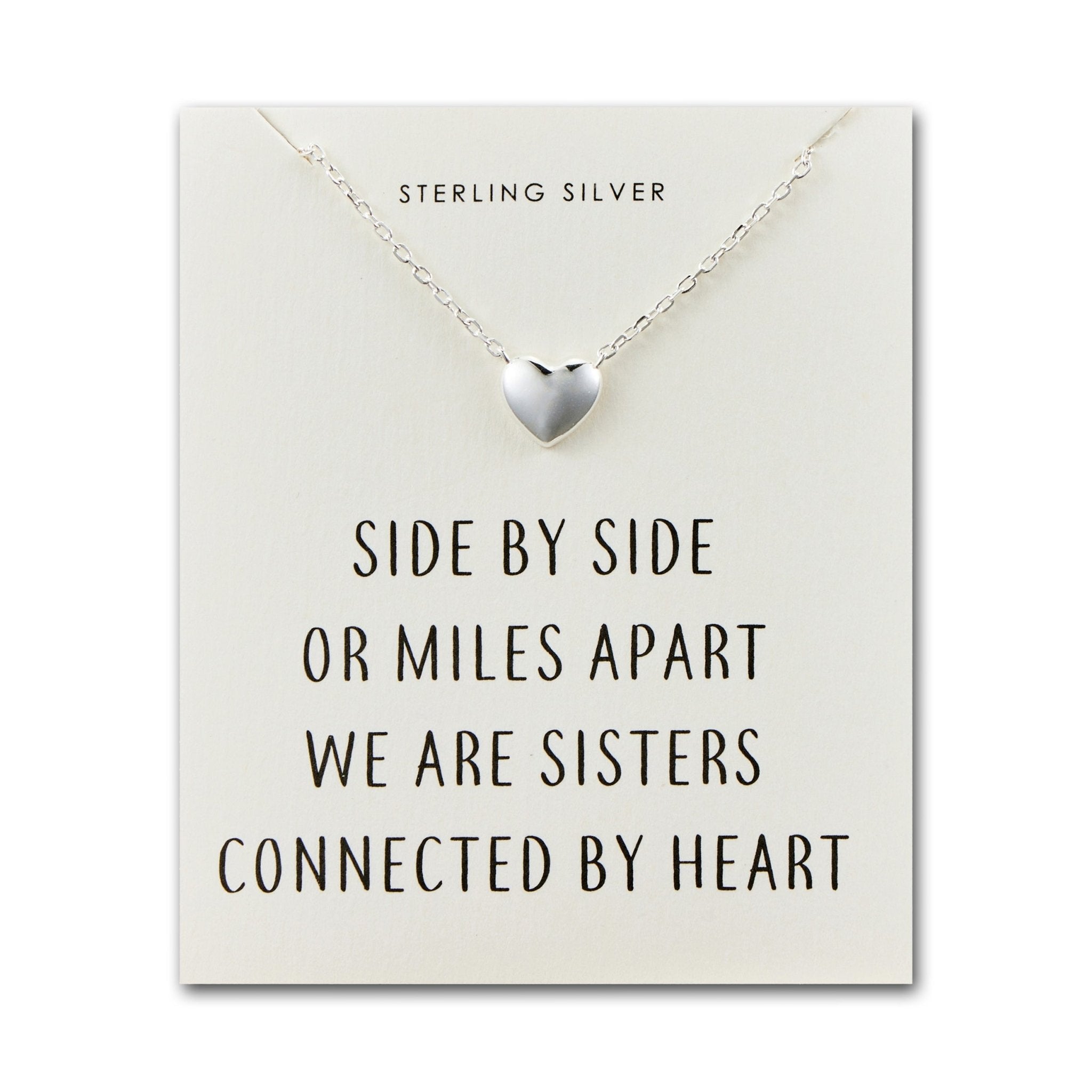 Sterling Silver Sister Heart Necklace with Quote Card - Philip Jones Jewellery