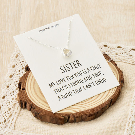 Sterling Silver Sister Quote Knot Necklace - Philip Jones Jewellery