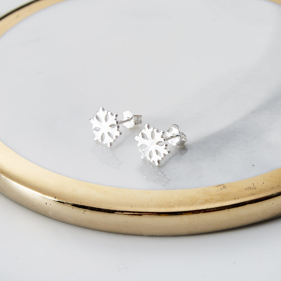 Sterling Silver Snowflake Earrings - Philip Jones Jewellery
