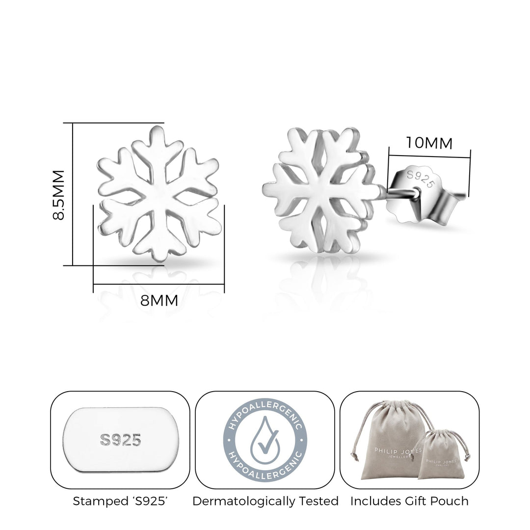 Sterling Silver Snowflake Earrings - Philip Jones Jewellery