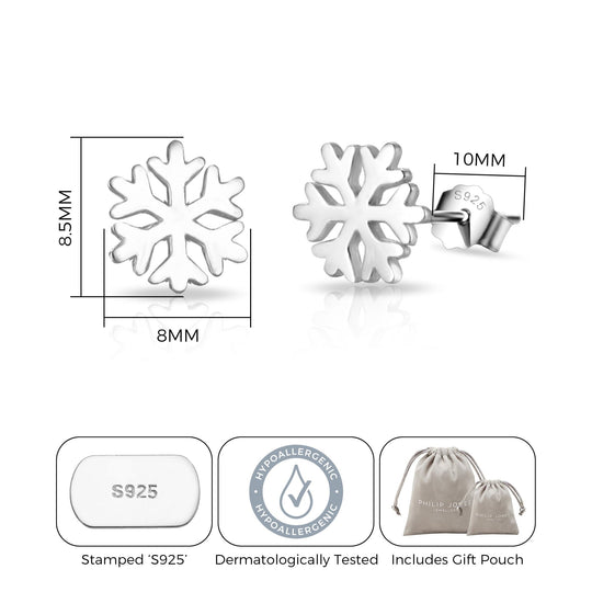 Sterling Silver Snowflake Earrings - Philip Jones Jewellery