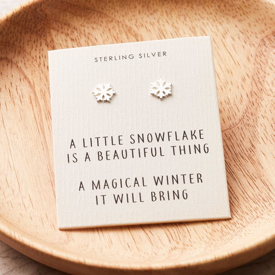 Sterling Silver Snowflake Quote Earrings - Philip Jones Jewellery