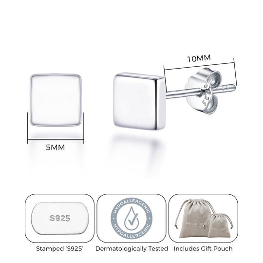 Sterling Silver Square Earrings - Philip Jones Jewellery