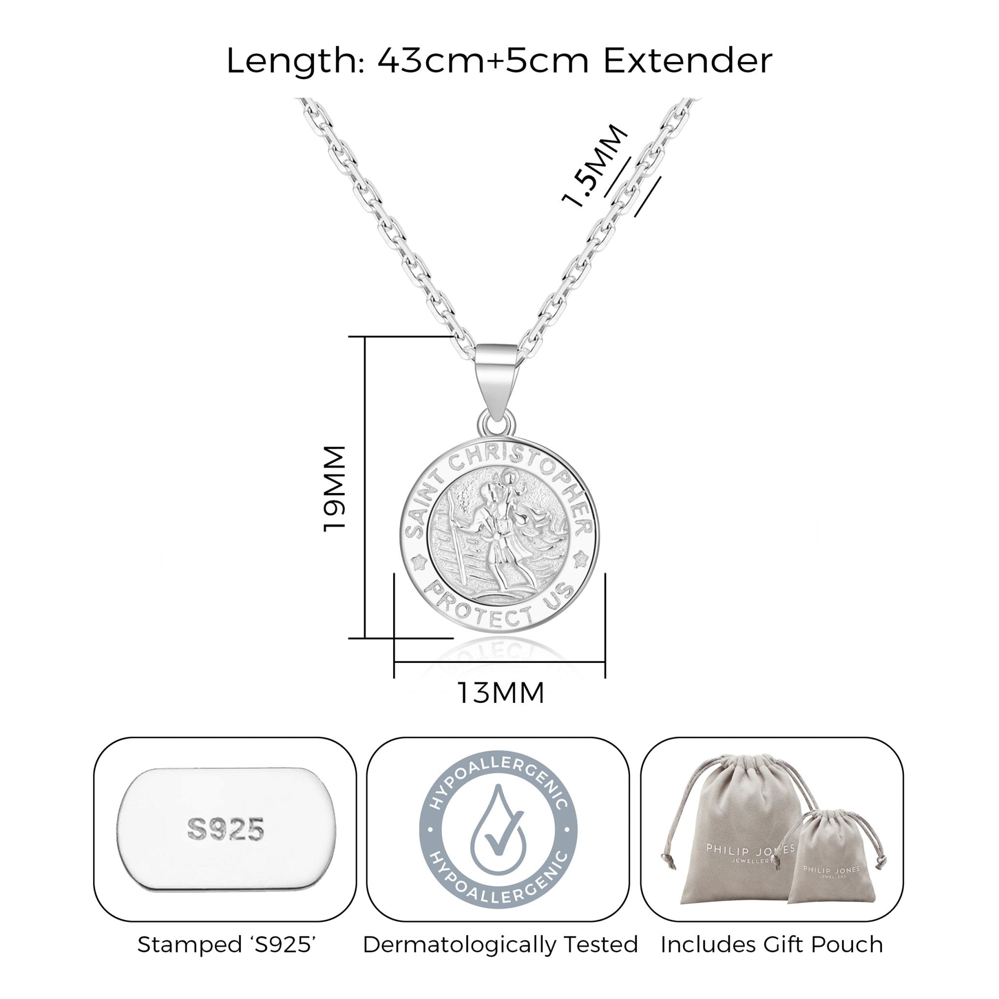 Sterling Silver St Christopher Necklace - Philip Jones Jewellery