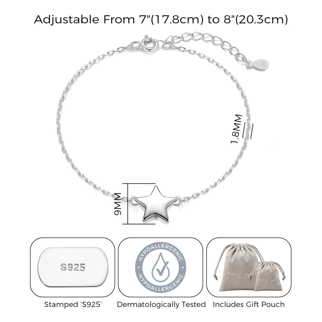 Sterling Silver Star Bracelet - Philip Jones Jewellery