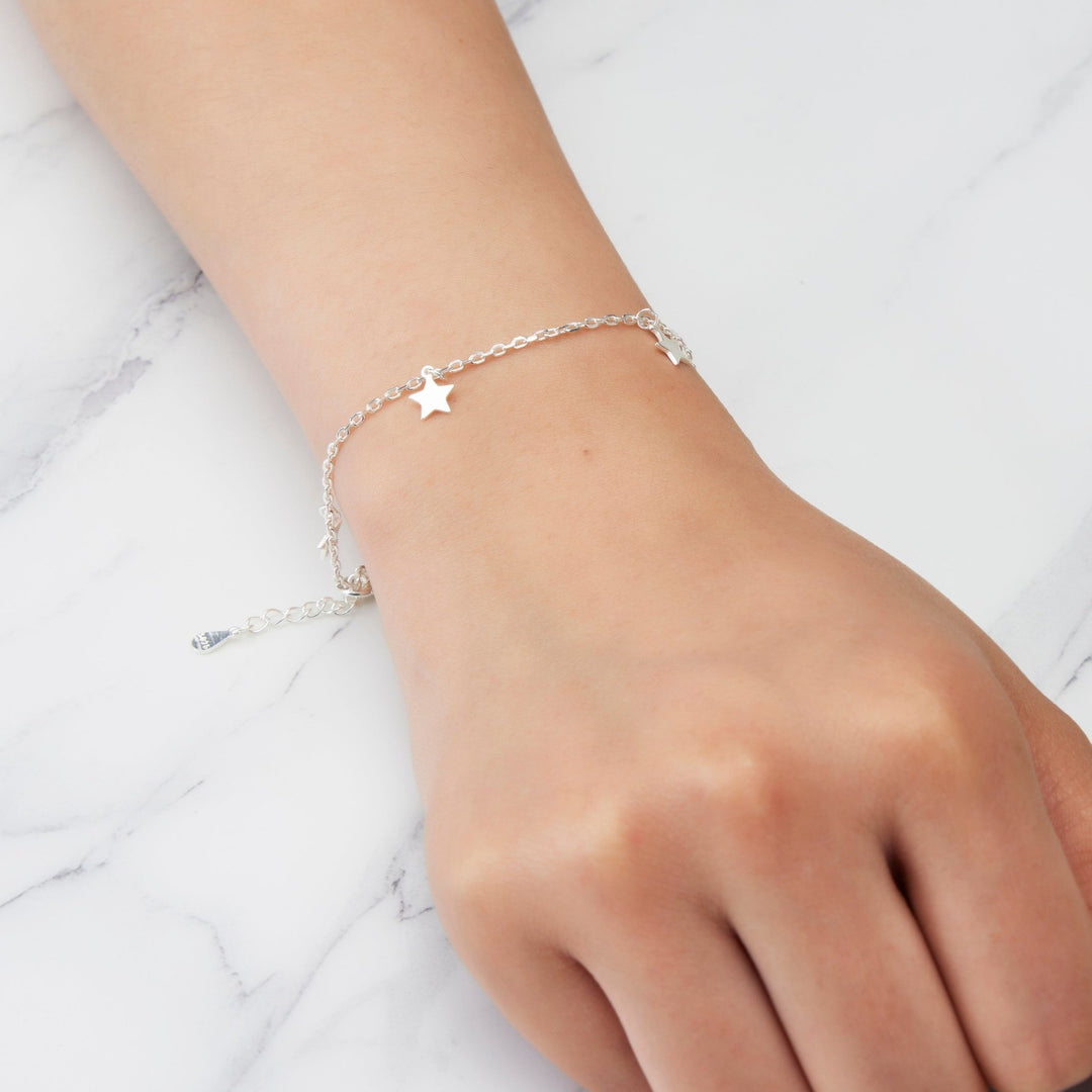 Sterling Silver Star Charm Bracelet - Philip Jones Jewellery