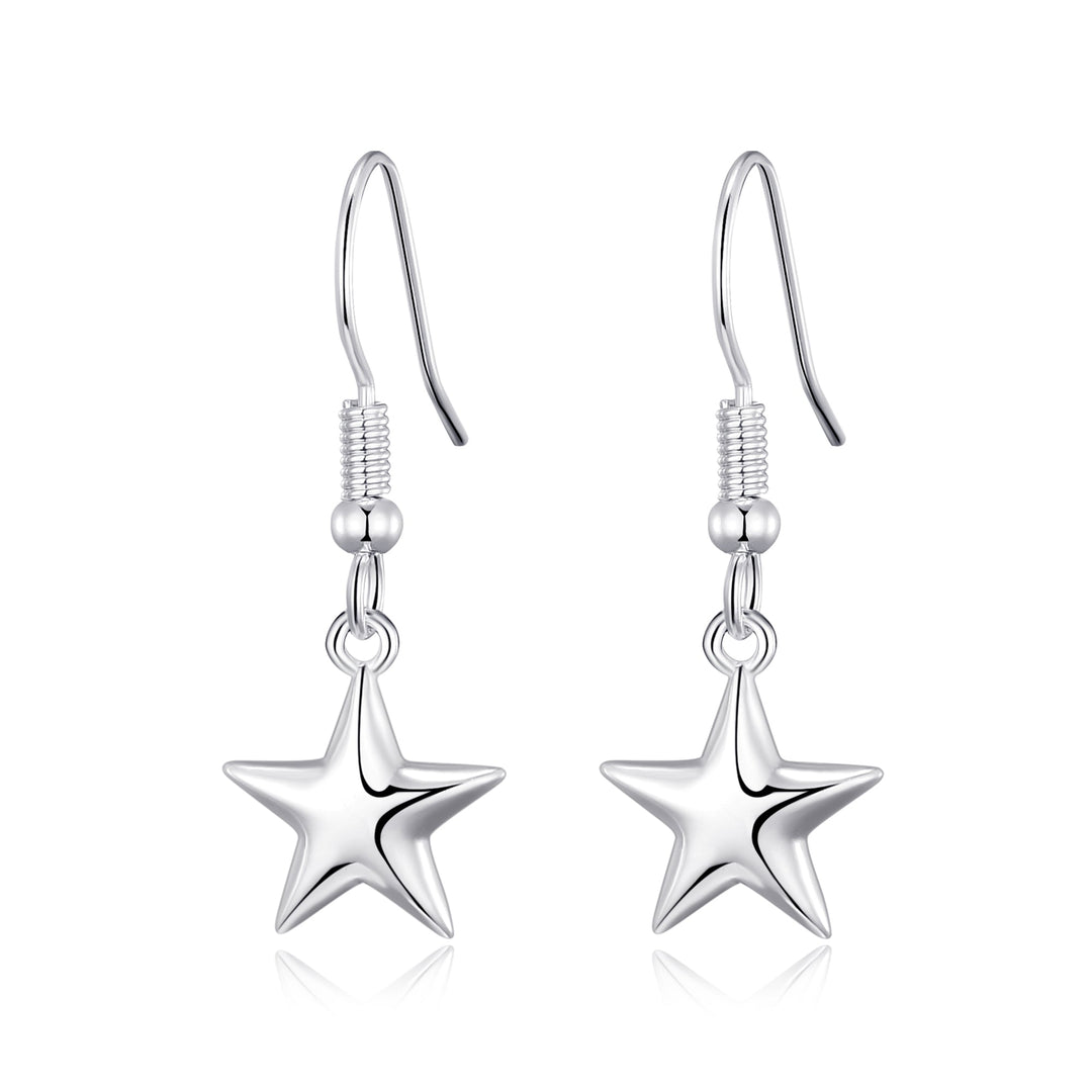 Sterling Silver Star Drop Earrings - Philip Jones Jewellery