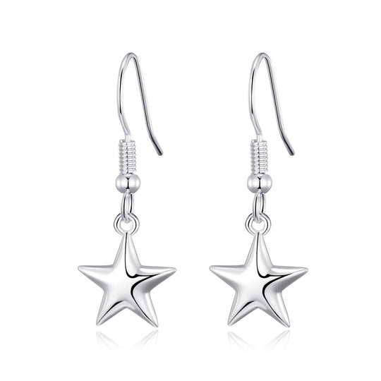 Sterling Silver Star Drop Earrings - Philip Jones Jewellery