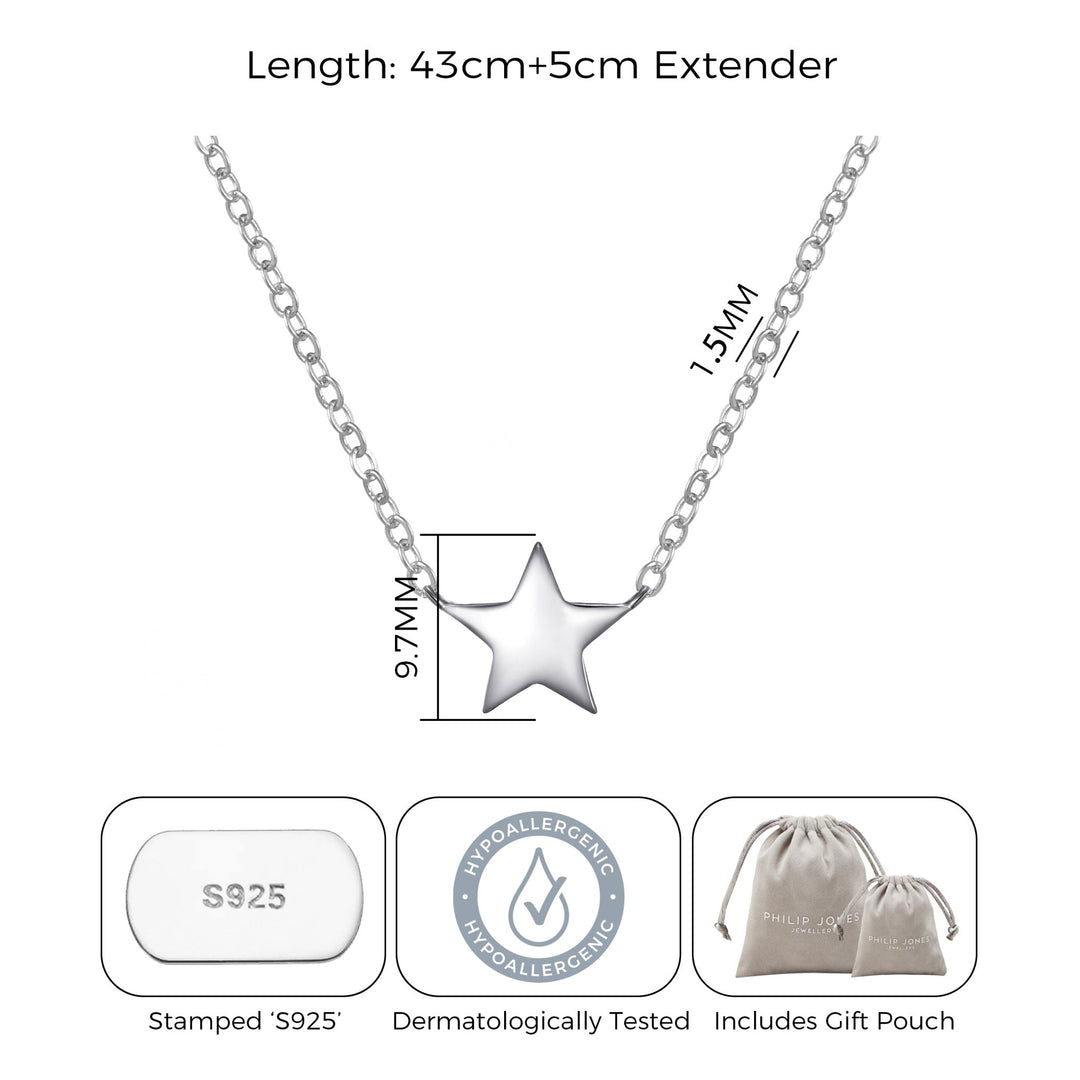 Sterling Silver Star Necklace - Philip Jones Jewellery