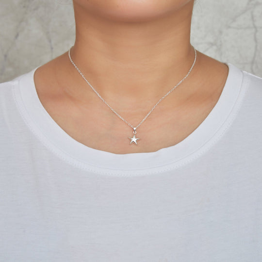 Sterling Silver Star Pendant Necklace - Philip Jones Jewellery