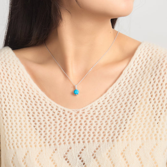 Sterling Silver Synthetic Turquoise Gemstone Necklace - Philip Jones Jewellery
