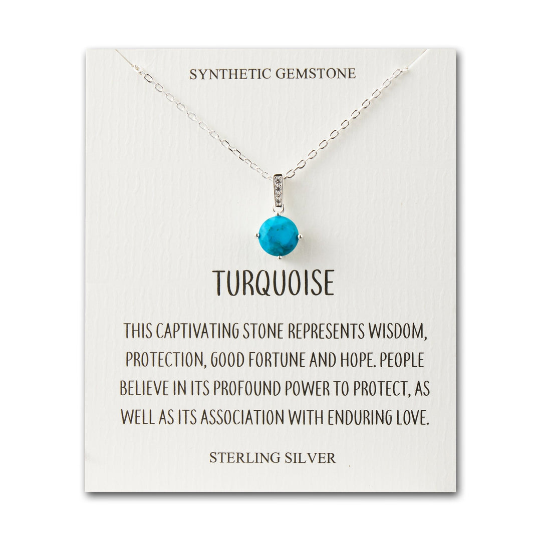Sterling Silver Synthetic Turquoise Gemstone Necklace with Quote Card - Philip Jones Jewellery
