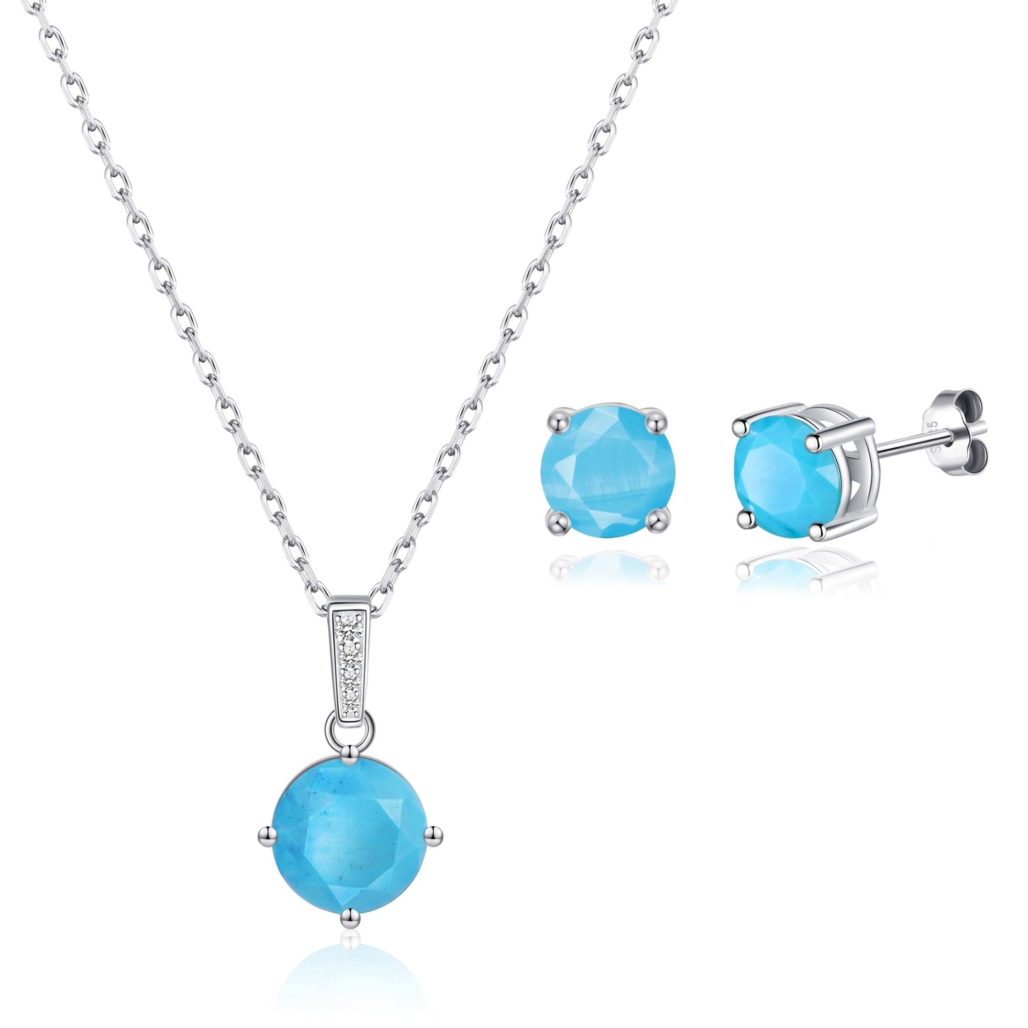 Sterling Silver Synthetic Turquoise Gemstone Set - Philip Jones Jewellery