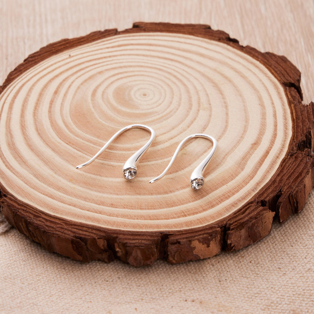 Sterling Silver Teardrop Earrings Created with Zircondia® Crystals - Philip Jones Jewellery