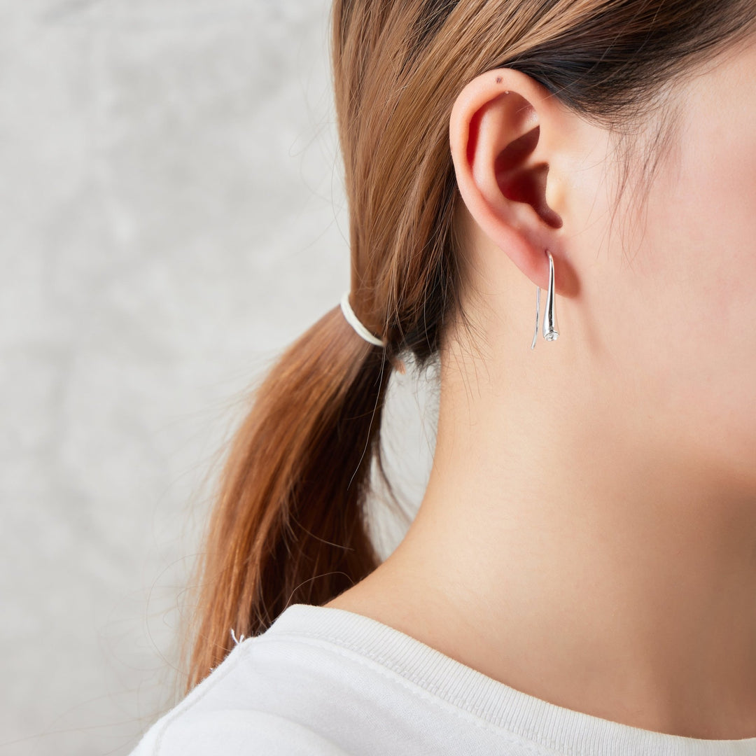 Sterling Silver Teardrop Earrings Created with Zircondia® Crystals - Philip Jones Jewellery