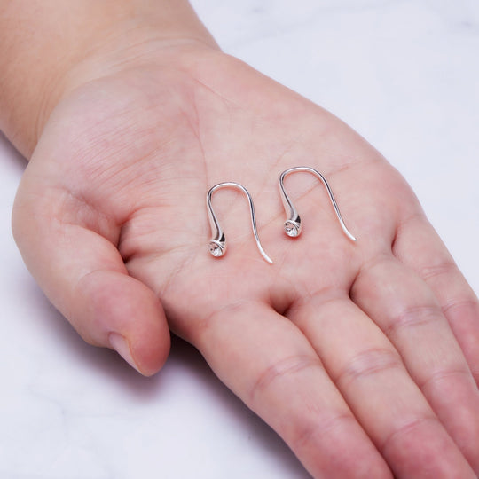 Sterling Silver Teardrop Earrings Created with Zircondia® Crystals - Philip Jones Jewellery