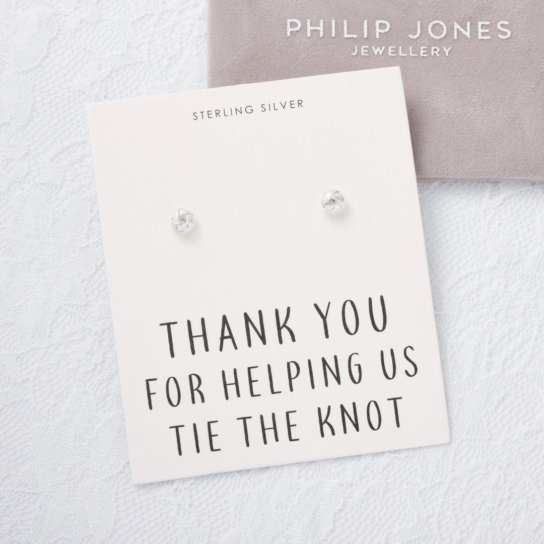 Sterling Silver Thank You for Helping us Tie The Knot Earrings - Philip Jones Jewellery