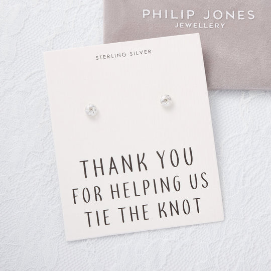 Sterling Silver Thank You for Helping us Tie The Knot Earrings - Philip Jones Jewellery