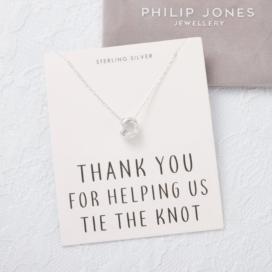 Sterling Silver Thank You for Helping us Tie The Knot Necklace - Philip Jones Jewellery