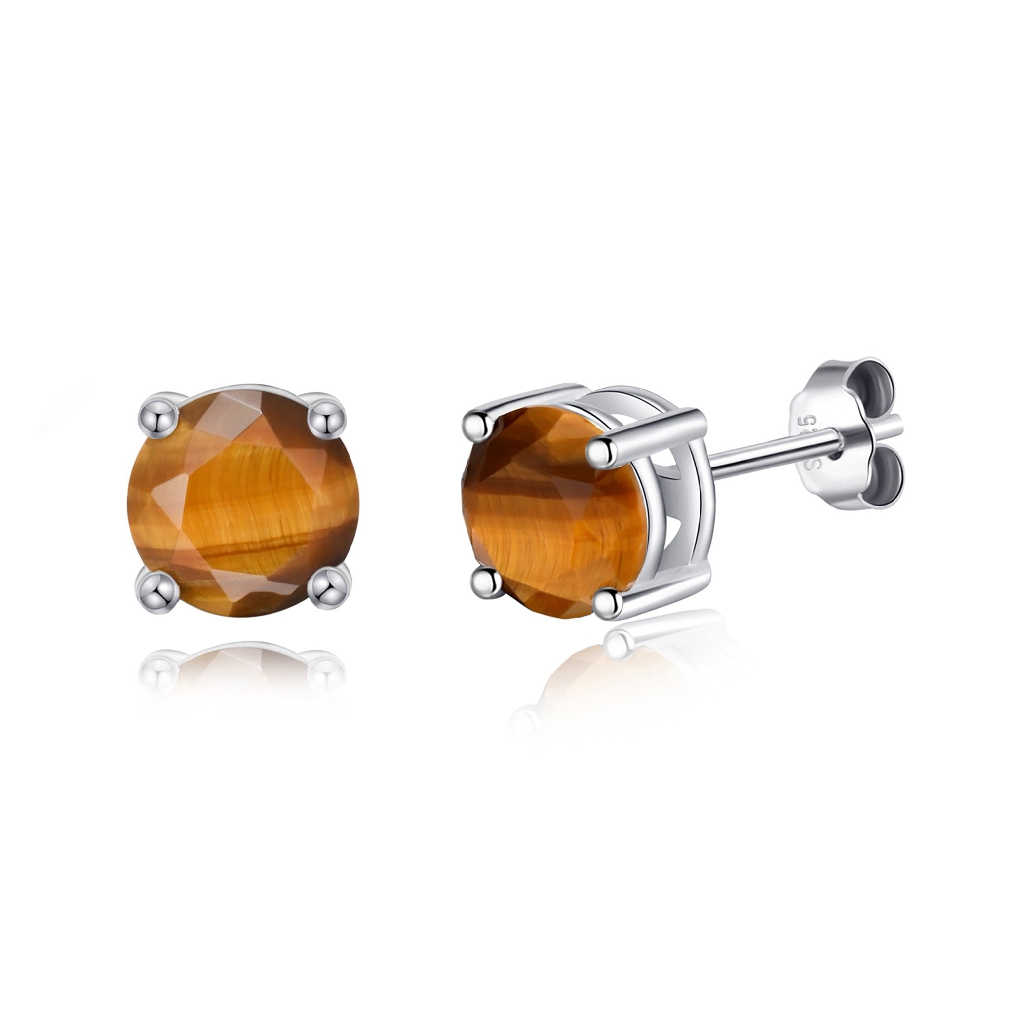 Sterling Silver Tigers Eye Gemstone Earrings - Philip Jones Jewellery