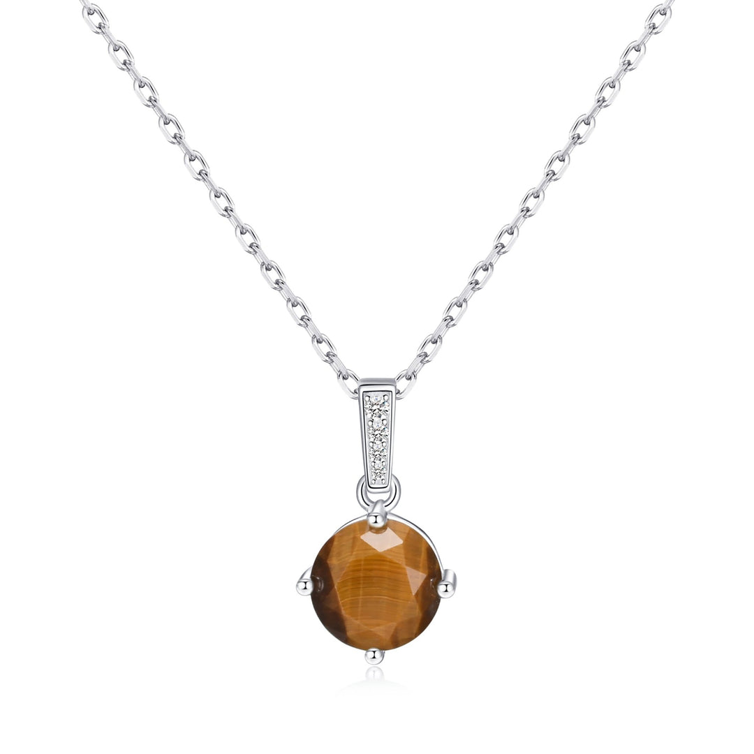 Sterling Silver Tigers Eye Gemstone Necklace - Philip Jones Jewellery