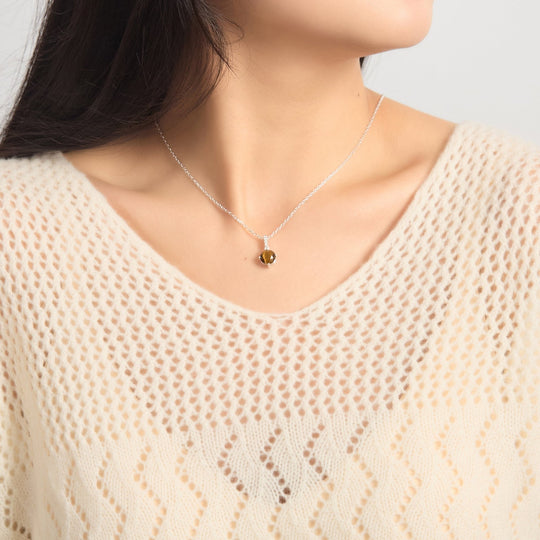 Sterling Silver Tigers Eye Gemstone Necklace - Philip Jones Jewellery
