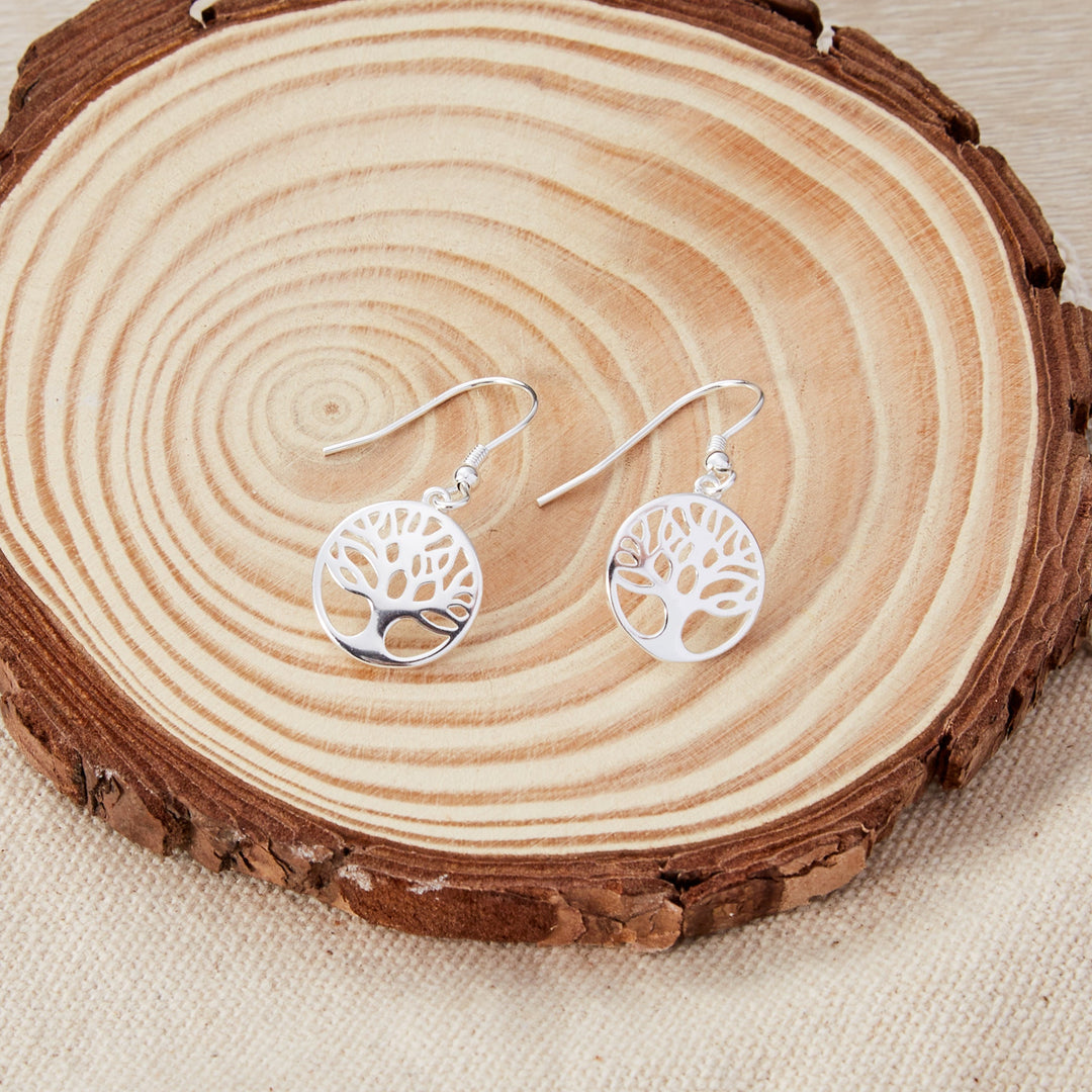Sterling Silver Tree of Life Drop Earrings - Philip Jones Jewellery